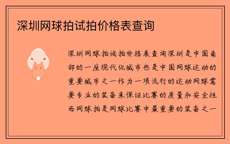 深圳网球拍试拍价格表查询