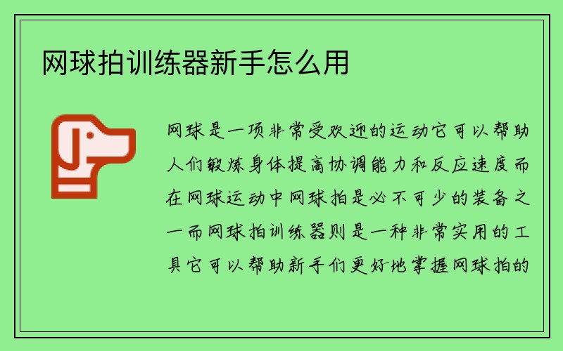 网球拍训练器新手怎么用