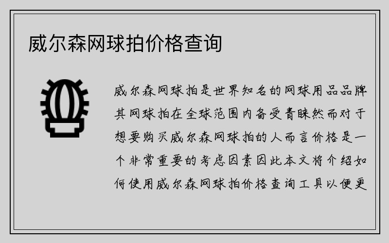 威尔森网球拍价格查询