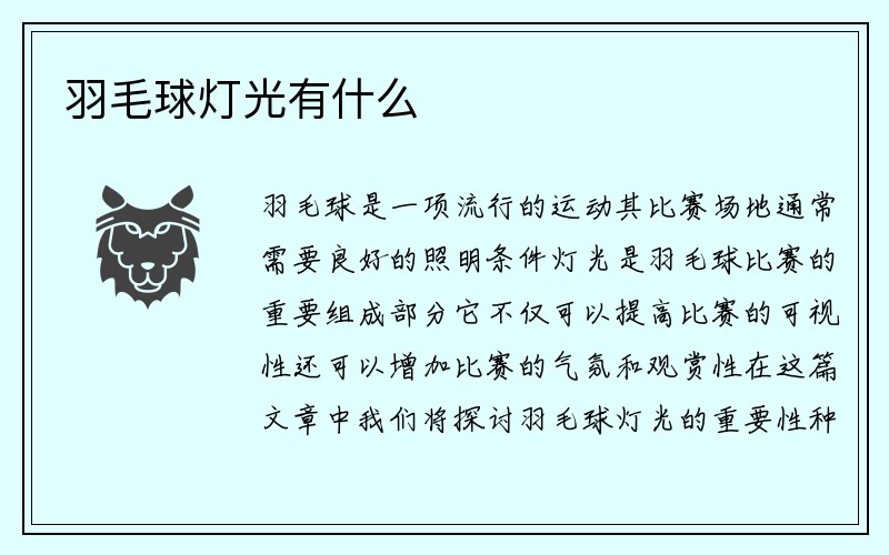 羽毛球灯光有什么