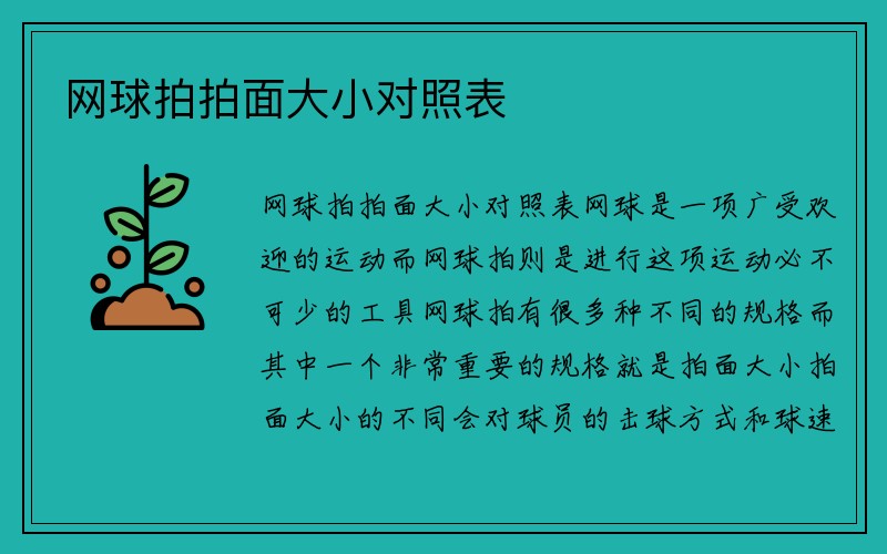 网球拍拍面大小对照表